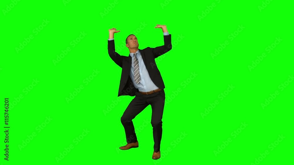 Businessman with his hand raised Businessman with his hand raised
