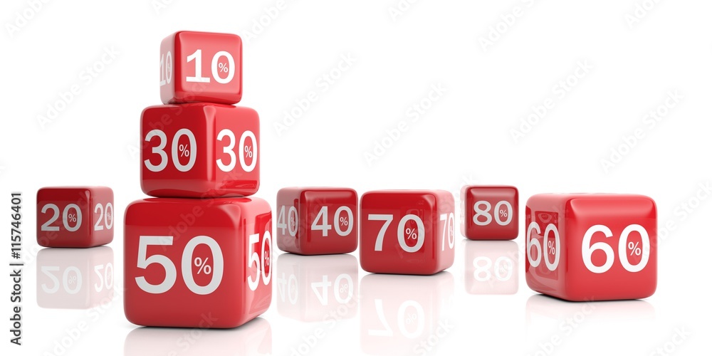 Cubes for discount on white background. 3d illustration Cubes for discount on white background. 3d illustration