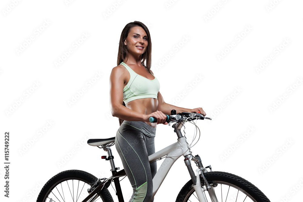Fitness girl with dumbbells Fitness girl with dumbbells