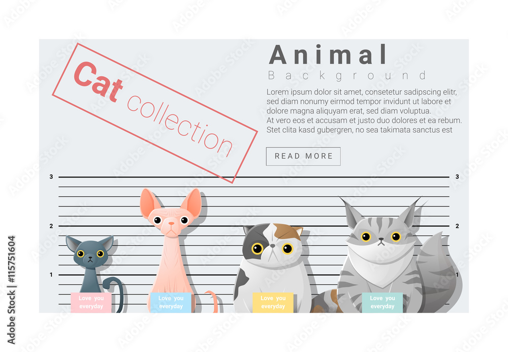 Cute animal family background with Cats, vector , illustration Stock