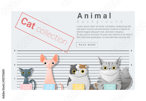 Cute animal family background with Cats, vector , illustration