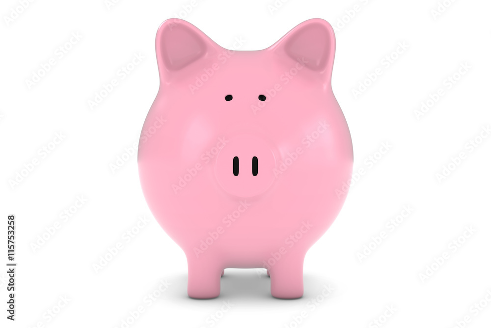 Piggy Bank Front View Isolated on White Background 3D Illustration