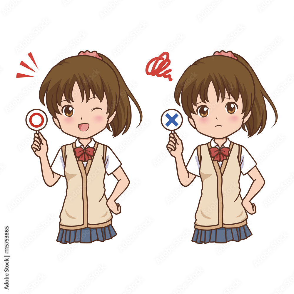 女の子　学生　イラスト