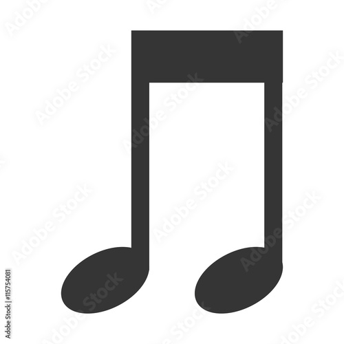 Music note in black and white , vector illustration flat icon.