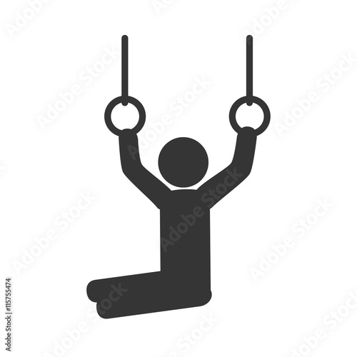 Athlete trainning gymnastics sport in black and white colors, vector illustration graphic