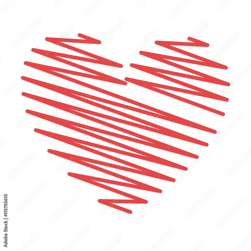 Obraz premium Red heart shape, isolated flat icon vector illustration graphic.