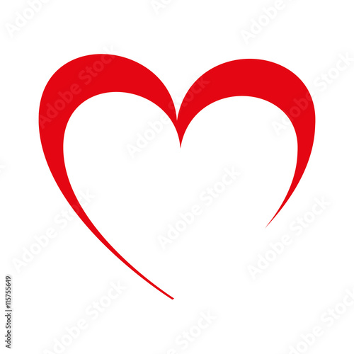Red heart shape, isolated flat icon vector illustration graphic.