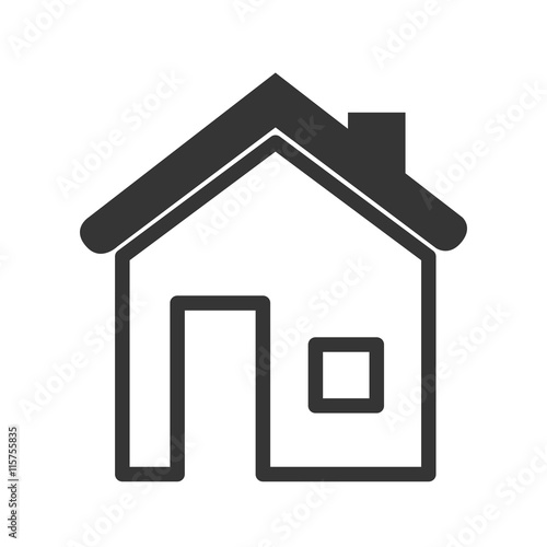 Real estate business icon in black and white colors, vector illustration graphic.