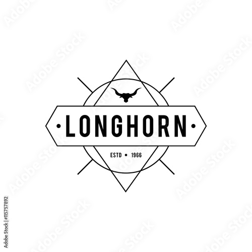 Vintage label with silhouette of bull head. Texas Wild West Theme. Vector illustration