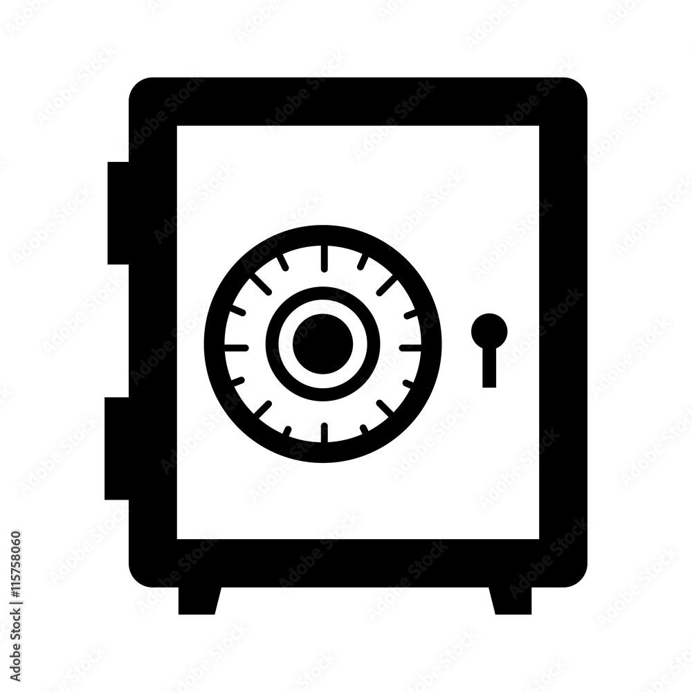 Strongbox isolated flat icon in black and white icons, vector illustration graphic. Strongbox isolated flat icon in black and white icons, vector illustration graphic.