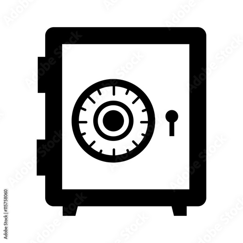Strongbox isolated flat icon in black and white icons, vector illustration graphic.