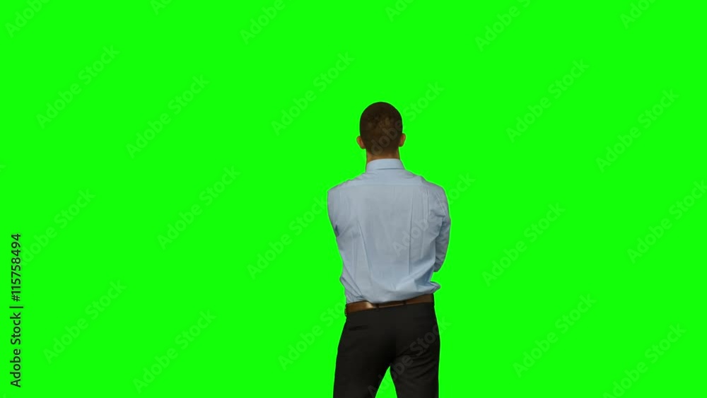 Businessman using touchscreen interface Businessman using touchscreen interface