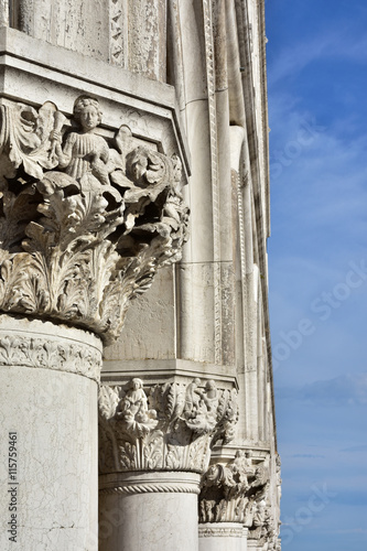 Принти на полотні Doge Palace ancient medieval capitals and columns with allegoric reliefs, in  Sa