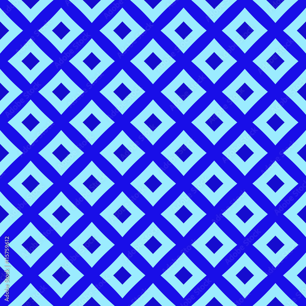 Trendy decorative seamless pattern with squares in blue and cyan shades Trendy decorative seamless pattern with squares in blue and cyan shades