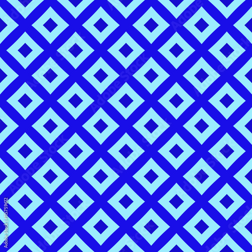 Trendy decorative seamless pattern with squares in blue and cyan shades