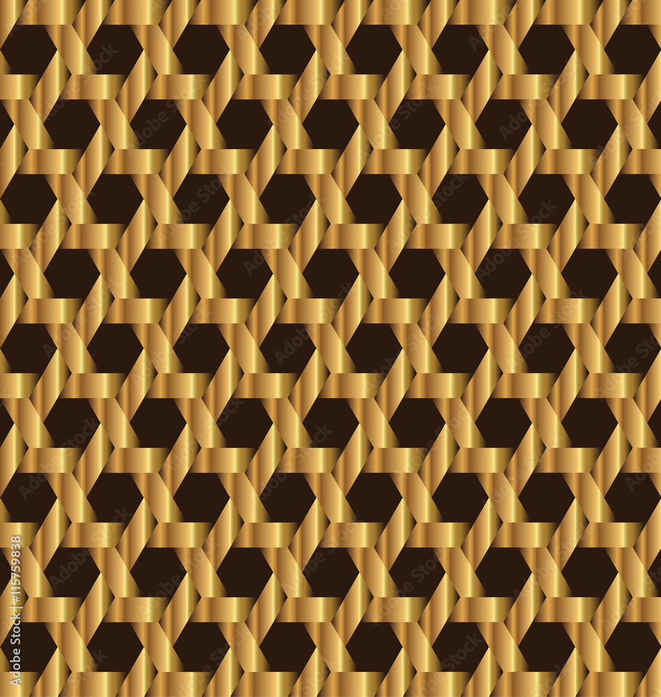 Modern golden lattice with hexagon cutout background Modern golden lattice with hexagon cutout background