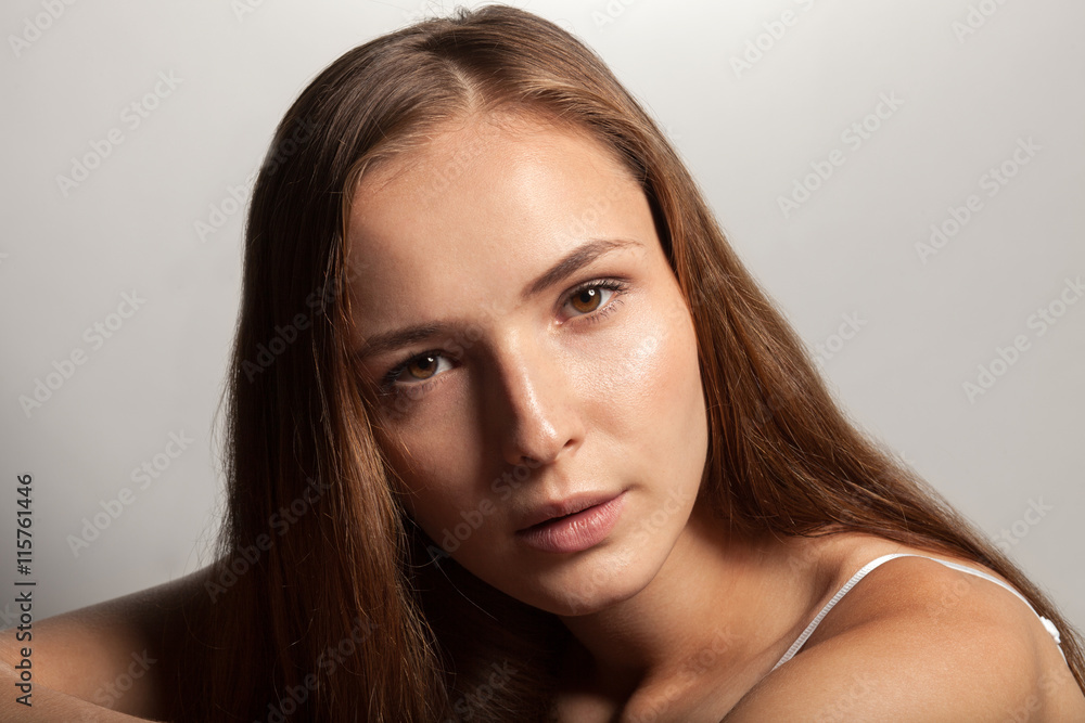 close up portrait of young beautiful caucasian brunette woman, natural beauty close up portrait of young beautiful caucasian brunette woman, natural beauty