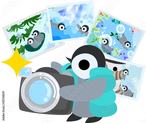 The pretty penguin baby which does the figure of the photographer