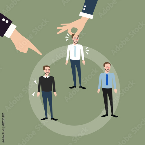 man employee hand pick replacing position rolling rotation mutation