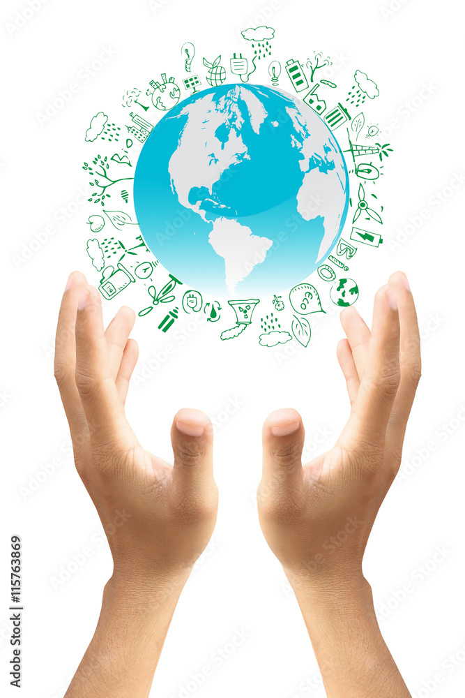 Green Eco Earth, Isolated On White Background Green Eco Earth, Isolated On White Background