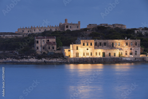 View of Fort Manoel from the sea at sunset 
