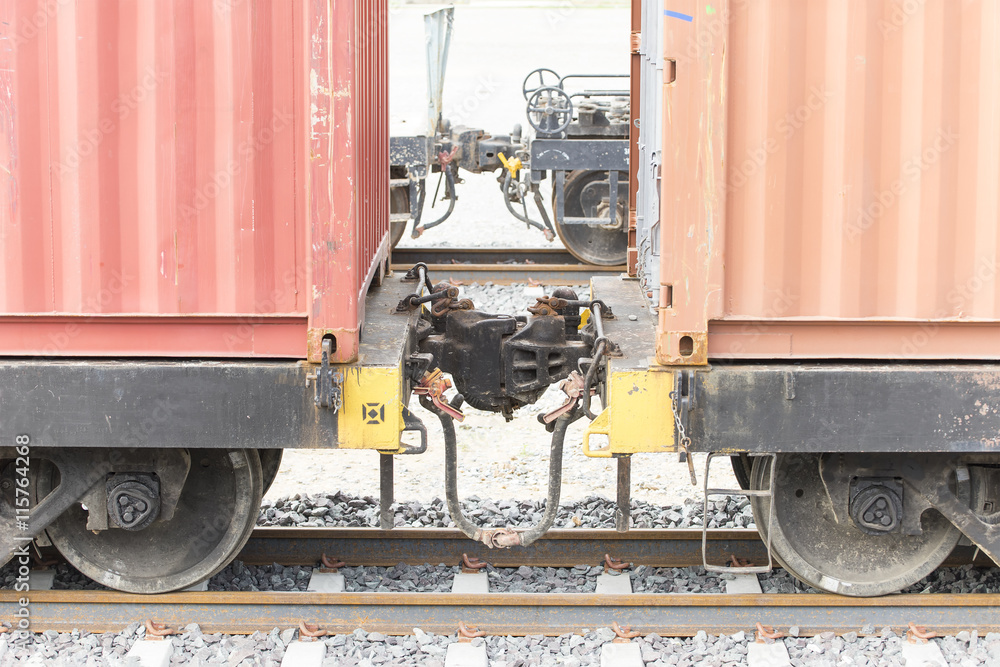 Metal joint between container train in Thailand. Metal joint between container train in Thailand.