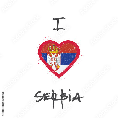 Serbian flag heart design on a t-shirt. Show your love for Serbia! photo