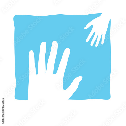 Helfende Hände blau Zeichen