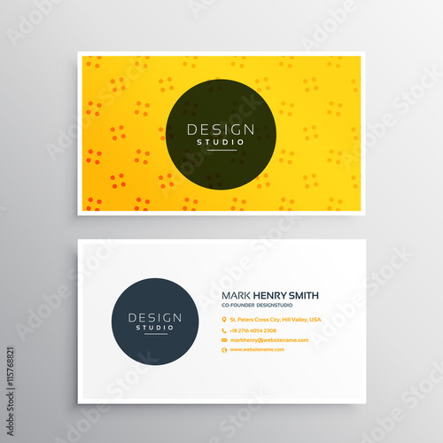 elegant business card with bright yellow color