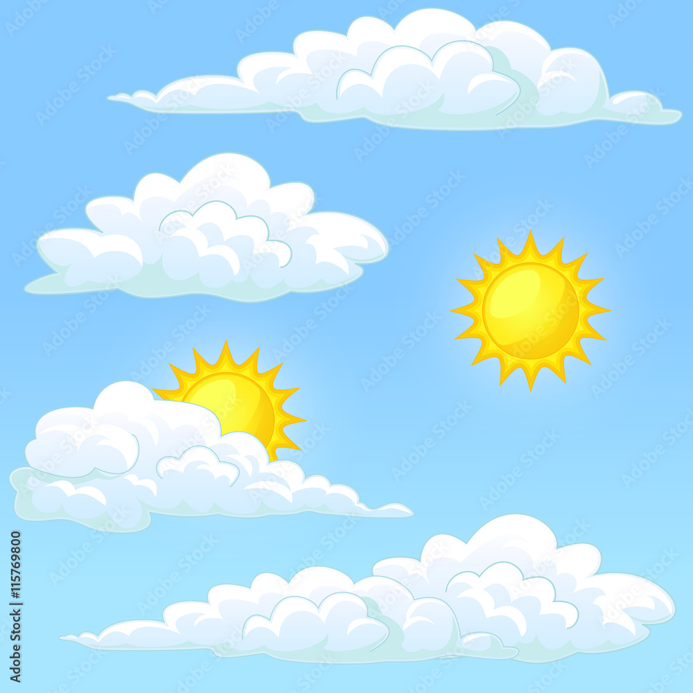 Set weather sun and clouds Set weather sun and clouds