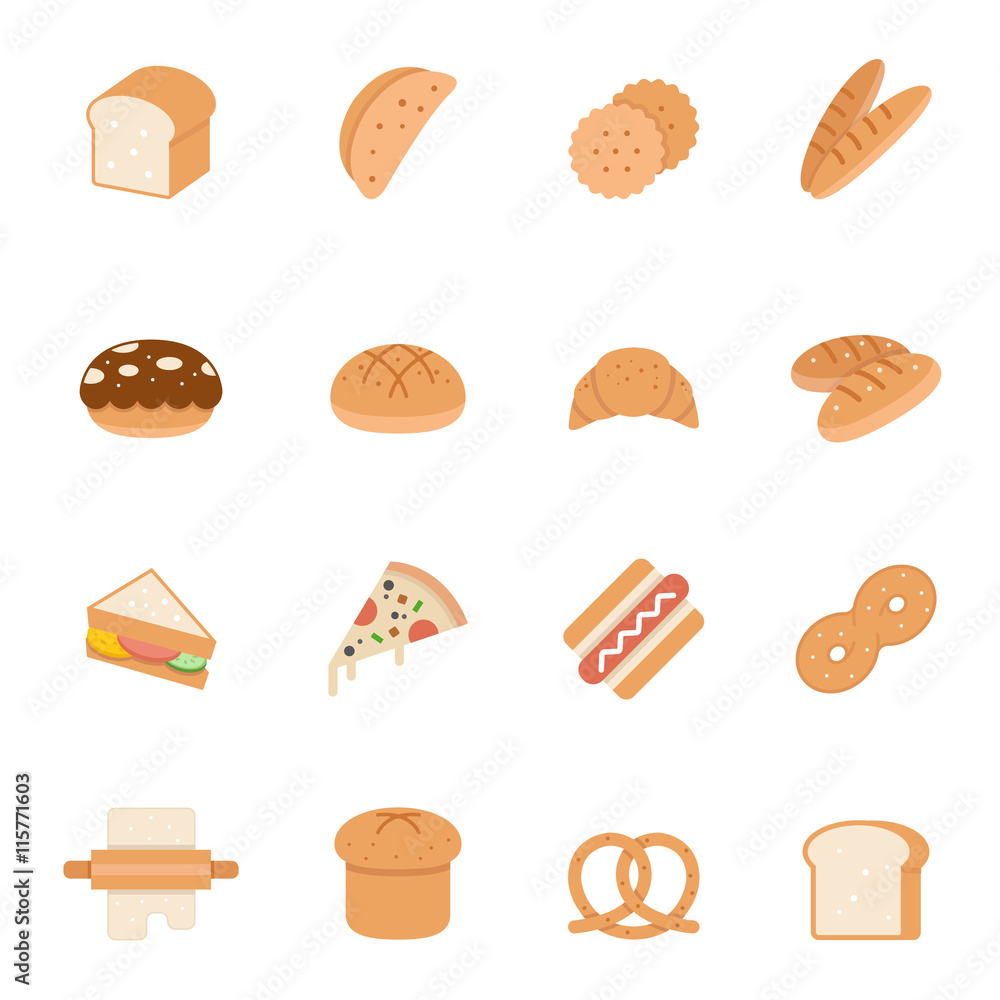 Color icon set - bread and bakery Color icon set - bread and bakery