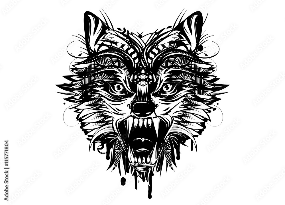 Fototapeta premium Wolf fletscht die Zähne