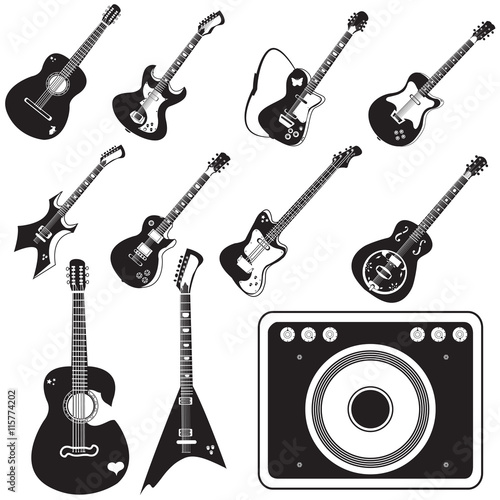 guitars with amplifier black collection