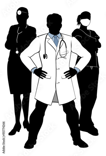 Doctors and Nurses Medical Team Silhouettes photo