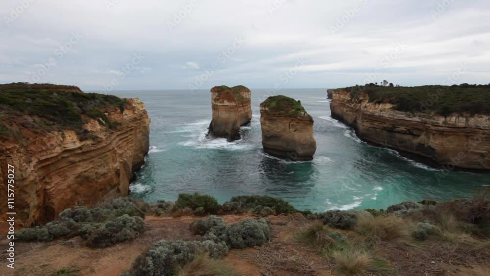 Static view of Island Archway on Great Ocean Road, Victoria Australia. Twelve Apostles area. Static view of Island Archway on Great Ocean Road, Victoria Australia. Twelve Apostles area.