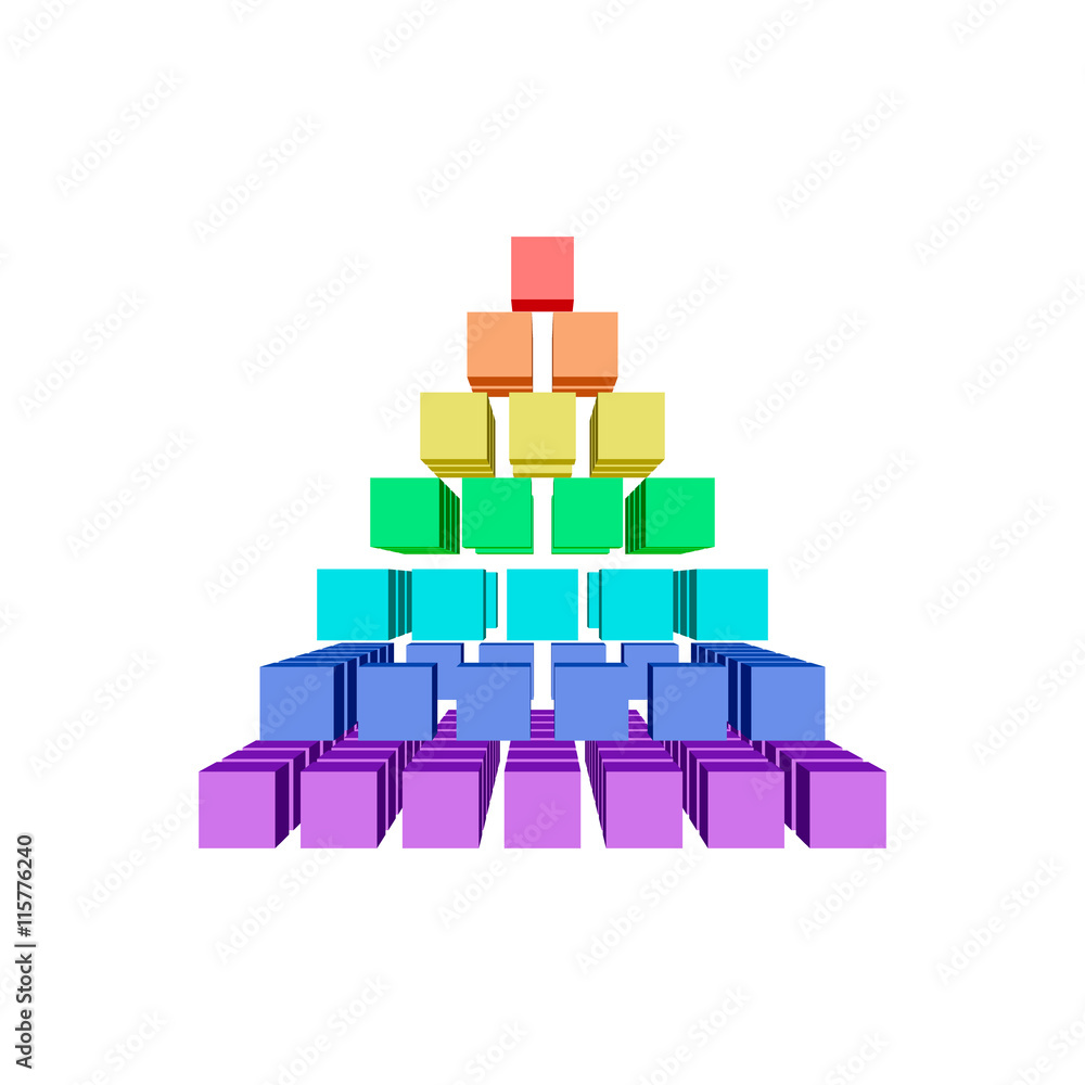 Fototapeta premium Abstract 3d pyramid from cubes.Vector colorful illustration.