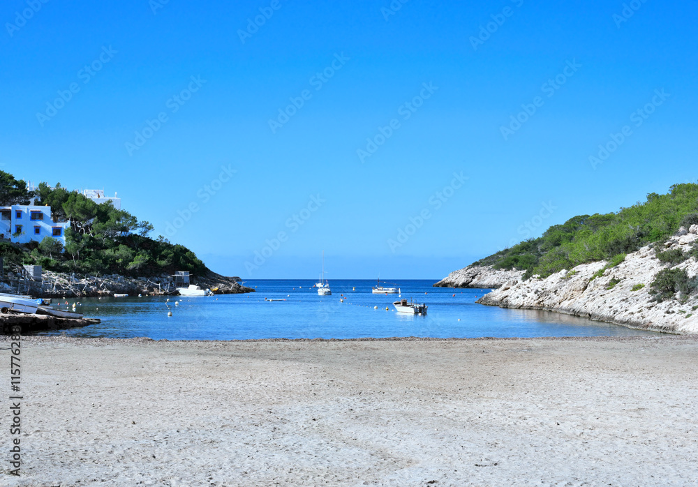 Lonely beach on Ibiza Island.