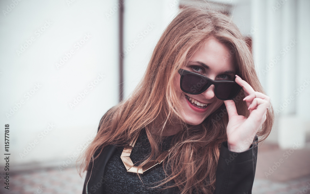 Fototapeta premium Girl in black glasses