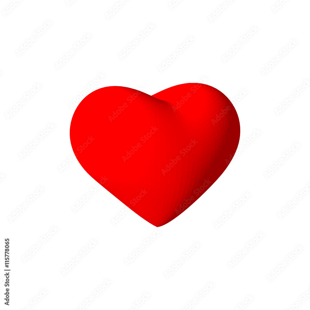 3d red heart. Isolated on white background.