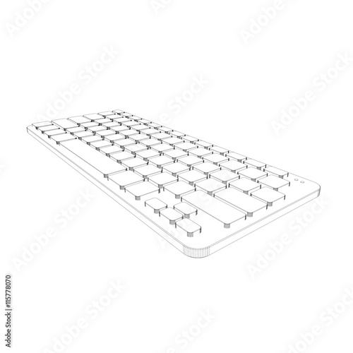 Computer keyboard.  Vector outline illustration.