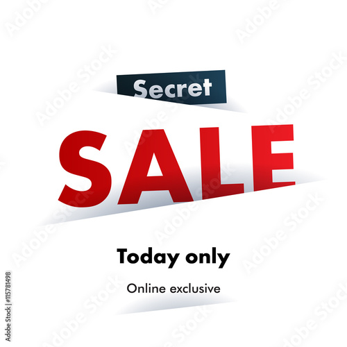 Secret Sale offer poster banner vector illustration.