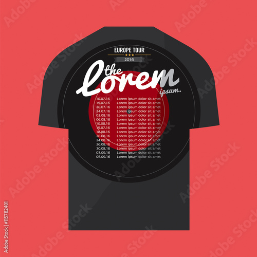 Music Band Europe Tour T-Shirt Vector Illustration.