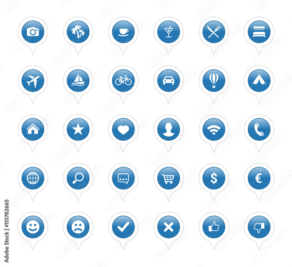 Pin icon button set Pin icon button set