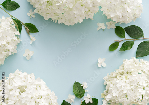 summer white flowers on blue background
