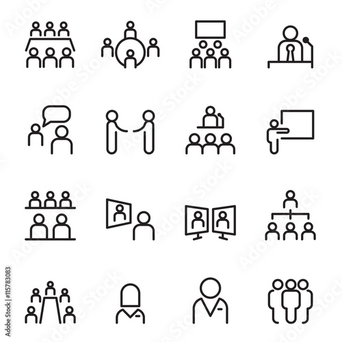 Meeting & conference icon set , thin line icons