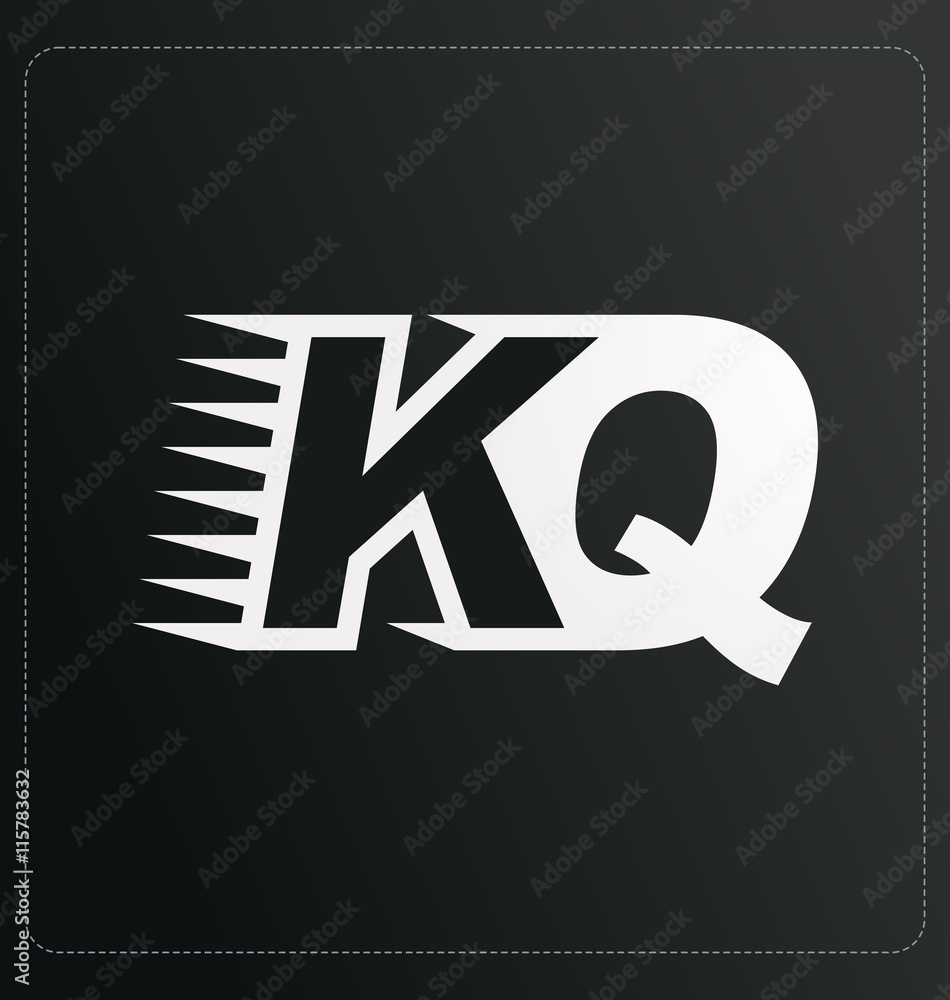 KQ Two letter composition for initial, logo or signature KQ Two letter composition for initial, logo or signature