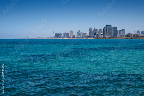 Travel Israel: Panoramic view of Tel-Aviv beach. © FoodAndPhoto