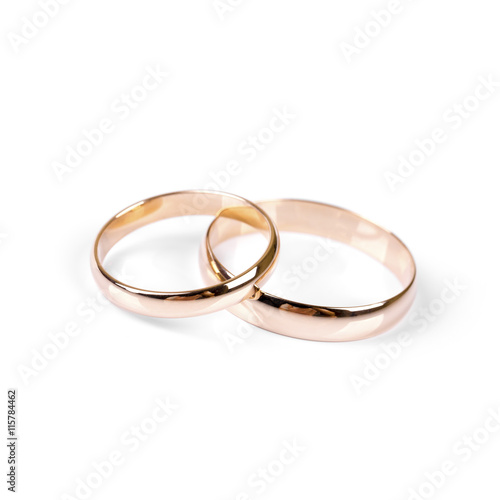 classic golden wedding rings isolated on white