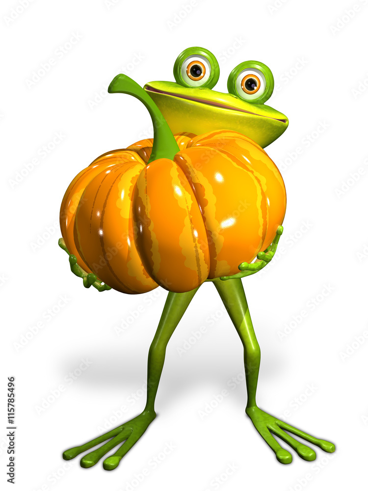 Obraz premium Frog with a pumpkin