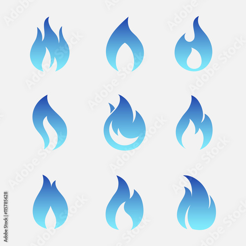 Gas flames vector icons photo